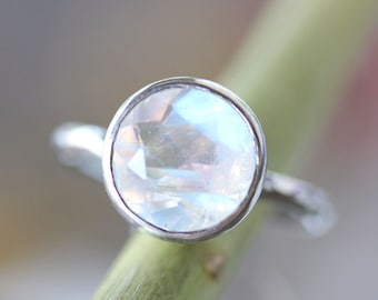 Rainbow Moonstone Sterling Silver Ring, Gemstone Ring, No Nickel / Nickel Free, Recycled Argetnium Sterling Ring - Custom Made For You