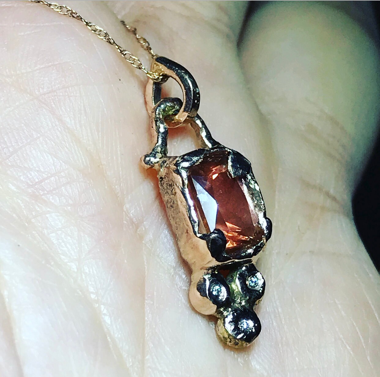 Oregon Sunstone 14K Rose Gold Pendant Diamond Gold Pendant | Etsy