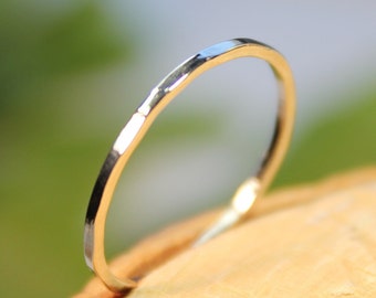 14K Weißgold quadratischer Stapelring, Ehering, Goldring - speziell für Sie angefertigt