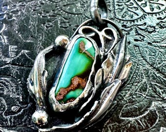 Pilot Mountain Turquoise Sterling Silver Pendant, Nevada Turquoise Pendant - Ship In The Next 9 days