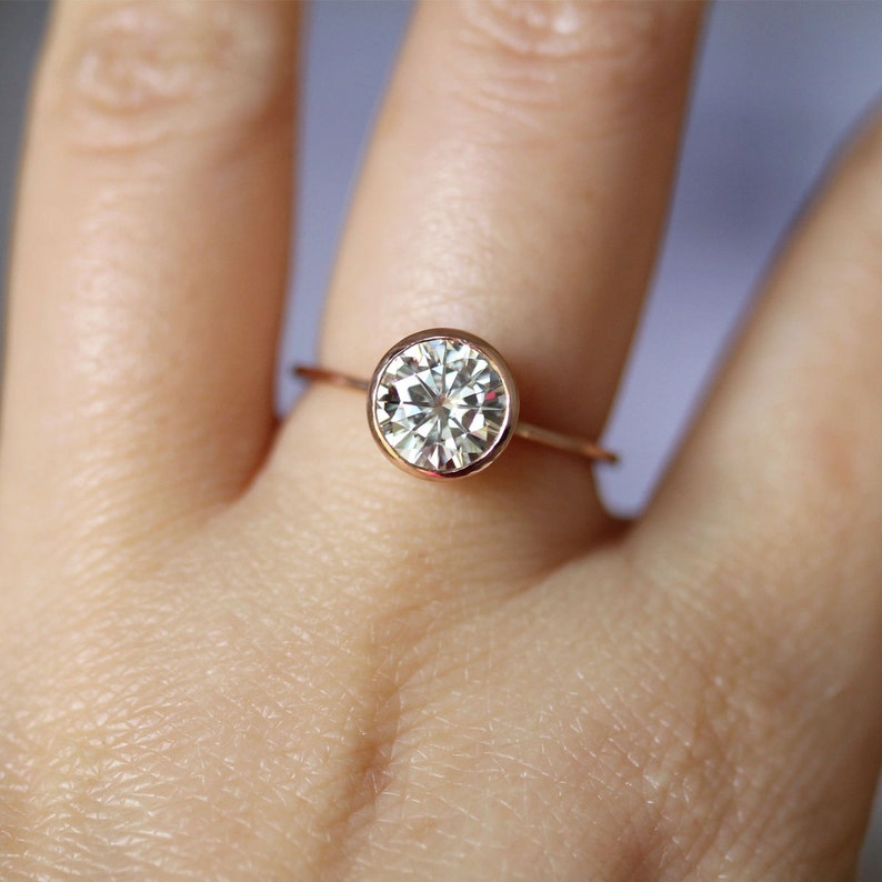 7.5mm Forever One Moissanite 14K Rose Gold Engagement Ring image 4