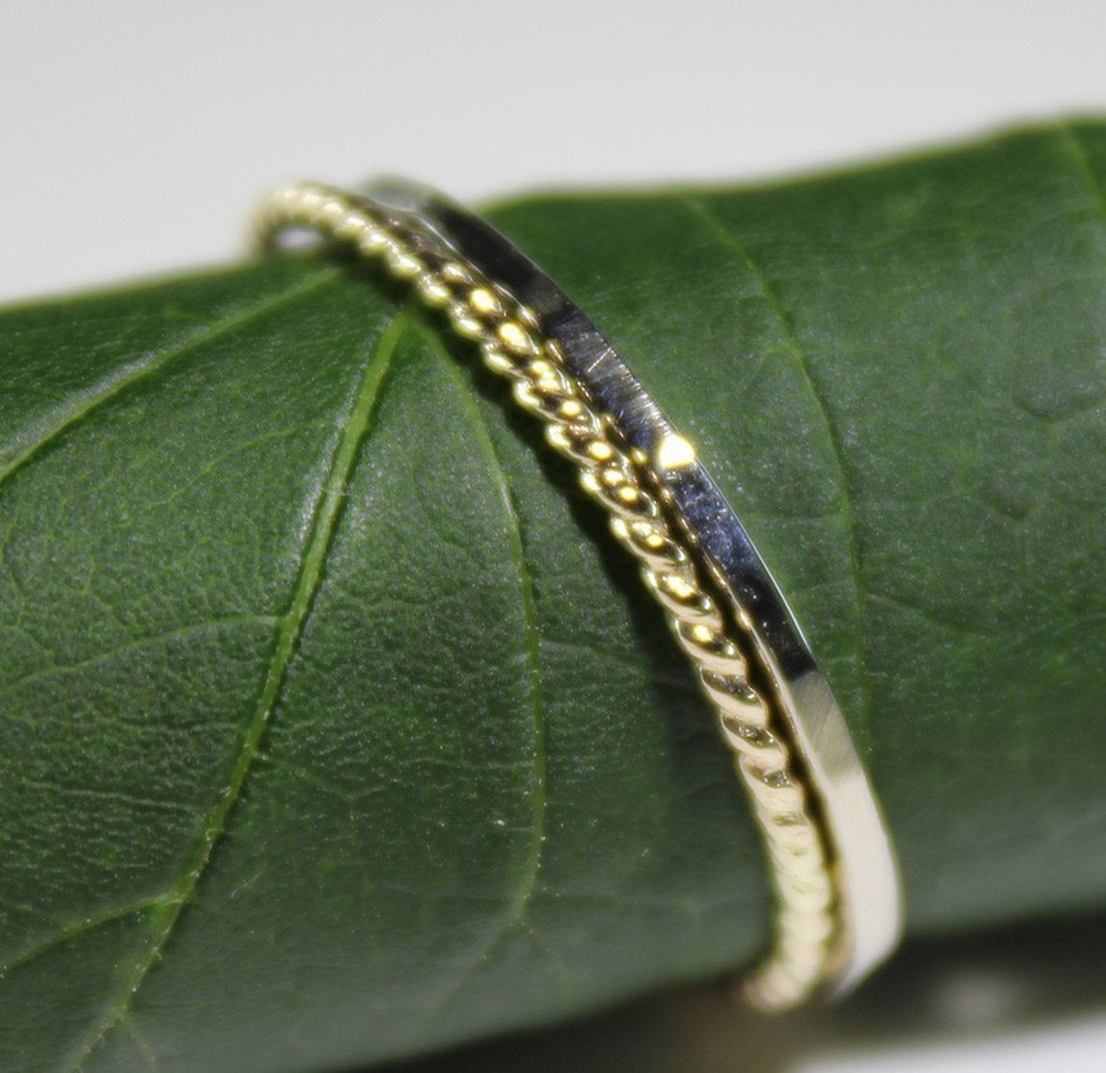 14K Gold Simple Twist Stacking Ring Gold Band Wedding Band Etsy