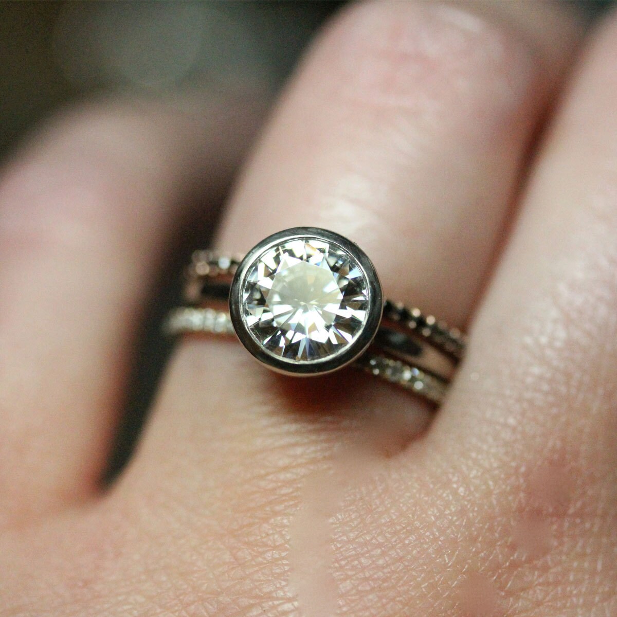 8mm Forever One Moissanite 14K Gold Engagement Ring Stacking | Etsy