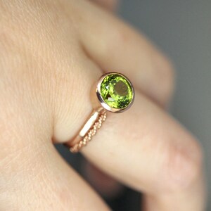 Peridot 14K Gold Engagement Ring, Gemstone Ring, Stacking Ring, Protuguese Cut Ring, Recycled Gold Ring Custom Made For You image 5