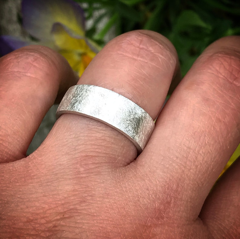 Argentium Sterling Silver Wedding Band 7mm Flat Band Unisex Etsy