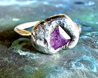 Pink Sapphire Argentium Sterling Silver Ring, Gemstone Ring, Eco Friendly, No Nickel - Ship In The Next 9 Days