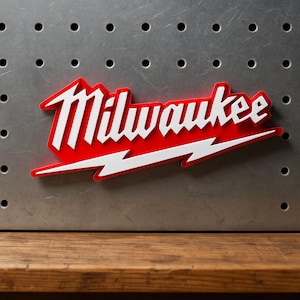Milwaukee Tool Logo Magnet – Red & White Logo for Tool Chest, Garage, Metal Surfaces