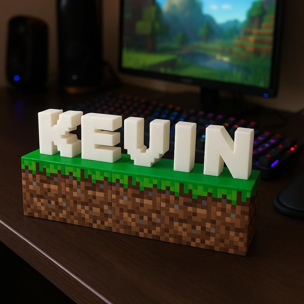 Custom Mine Game-Inspired Name Sign – Pixel Style Desk Decor