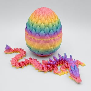 Gemstone Dragon Egg 3D Printed Articulated Figure, Fantasy Shelf Decor