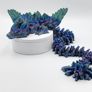 3D Printed Lunar Dragon Articulated Figure Mystical Creature Moon Decor