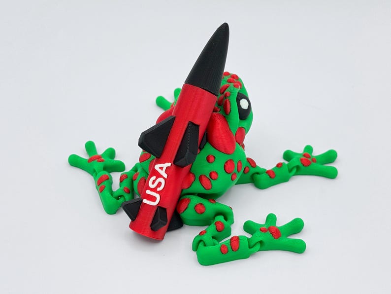 Rocket Toad 3D Printed Frog Figurine, Missile Toad Ornament With Custom Rocket Text ...