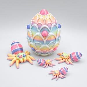 Easter Egg Spider Fidget, Articulated 3D Printed Tiny Figurines