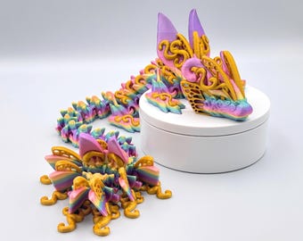 Butterfly Dragon Figurine, 3D Printed Articulated Winged Creature
