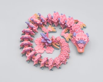 Orchid Dragon Figurine, 3D Printed Articulated Flower Fidget