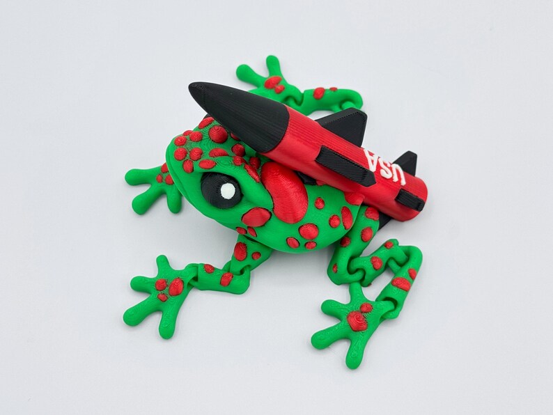 Rocket Toad 3D Printed Frog Figurine, Missile Toad Ornament With Custom Rocket Text ...