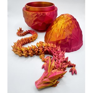3D Printed Crystal Dragon Egg, Articulated Fantasy Decor Collectible, Gift Scaled Egg Gift Set