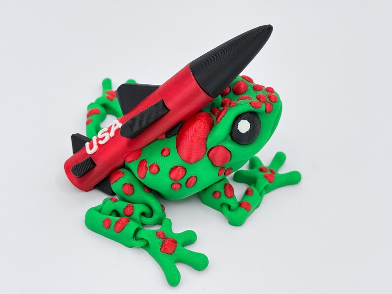 Rocket Toad 3D Printed Frog Figurine, Missile Toad Ornament With Custom Rocket Text ...