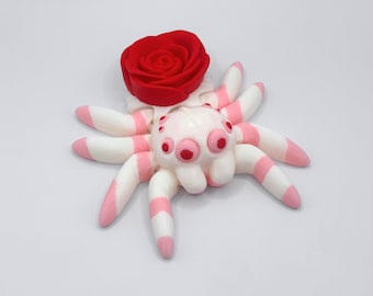 Articulated Rose Spider 3D Printed Figurine, Stress Relief Fidget Desk Decor