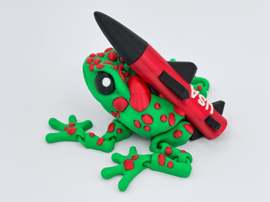 Rocket Toad 3D Printed Frog Figurine, Missile Toad Ornament With Custom Rocket Text ...