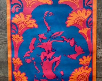 Vintage Psychedelic Concert Poster, The Wildflower 1967 San Francisco, Neon Rose Rock Poster
