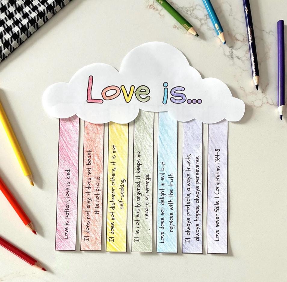 Set of 4 God is Love Printable Kids Craft | Christian Valentine's Day ...