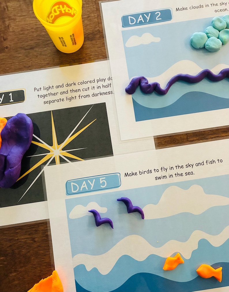 7 Days of Creation Play Dough Mats | Christian Homeschool Activity (PDF ...