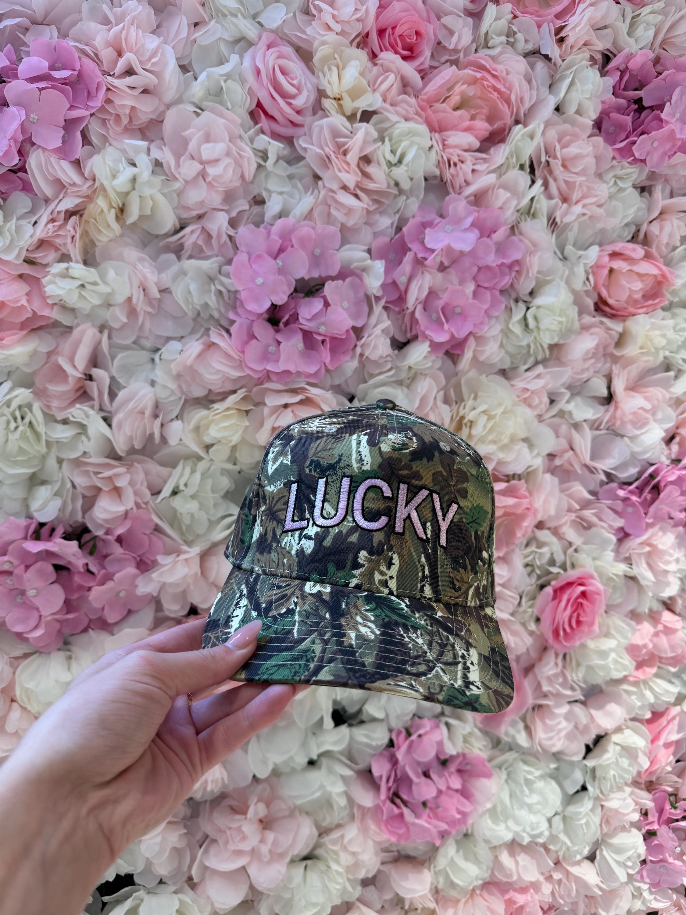 Luckiest Camo Trucker Hat Legacy Field Green Camo Trucker Hat - Oyster Patch Favorite main image 3