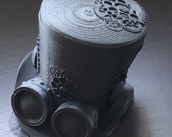 3D Printed Dice Vault - Sur Trilby's Hat - steampunk top hat - holds dice for tabletop RPGs and games!