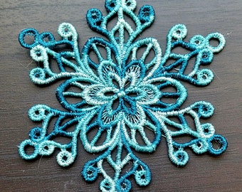 Free Standing Lace Snowflake Ornaments - Machine Embroidered in solid, variegated or metallic colors - Customizable - made to order