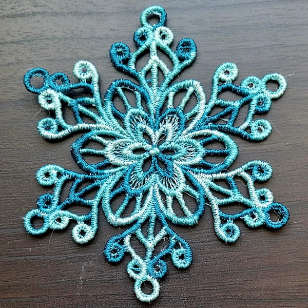 Free Standing Lace Snowflake Ornaments - Machine Embroidered in solid, variegated or metallic colors - Customizable - made to order