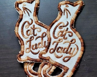 Cat Lad - Embroidered iron-on or sew-on patch - machine embroidered  3 inch shaped - cat, kitty, feline, pet, customizable