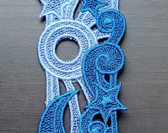 Celestial Bookmark - machine embroidered, 7 inch x 1.75 inch, shaped, stiffened freestanding lace - with tassel or without