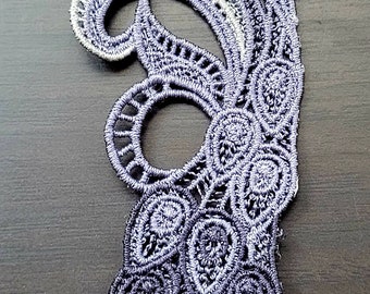 Peacock Bookmark - machine embroidered, 6 inch x 1.75 inch, shaped, stiffened freestanding lace - with tassel or without