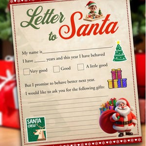 Carta a Papá Noel para imprimir - Descarga inmediata