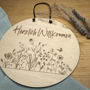 Door sign for garden lovers, customizable wooden sign for the door or garden gate, welcome sign, 100% FSC