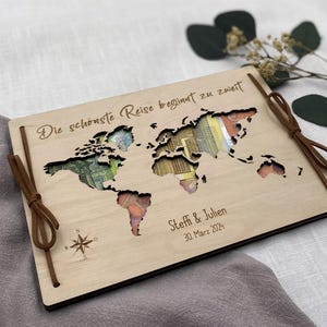 Geldgeschenk zur Hochzeit, Geschenk Hochzeit, Hochzeit Geschenk, personalisiert, Weltkarte, Gastgeschenk Hochzeit, Weltreise, Flitterwochen