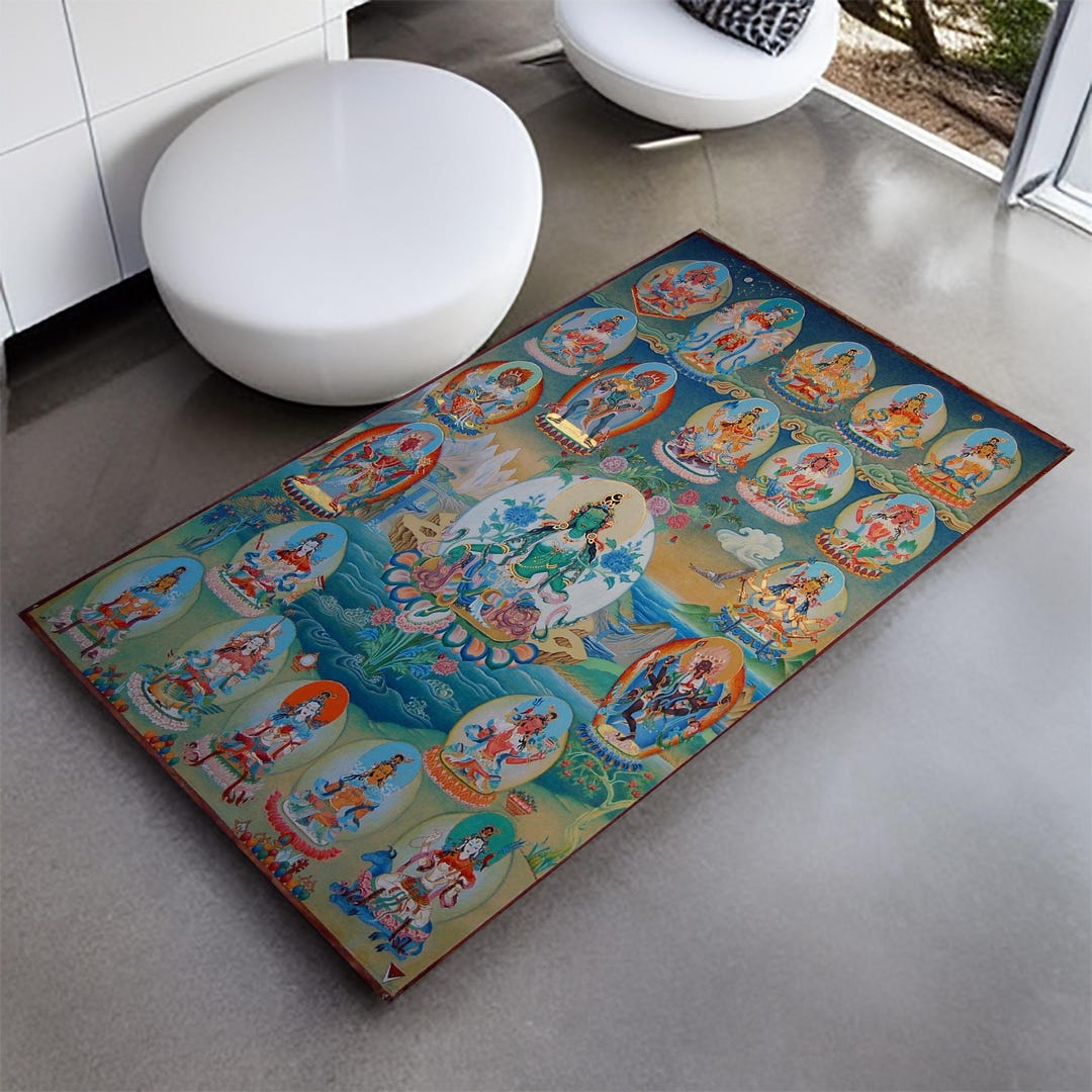 21 Tara Thangka Prayer Mat, Buddha Prayer Rug, Tara Tibetan Mat, Taras ...