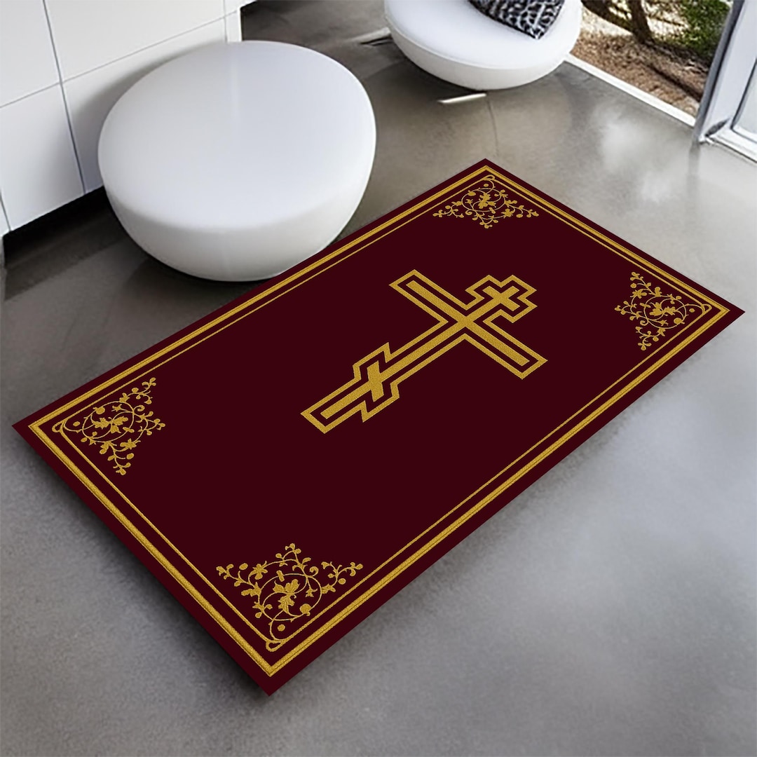 Orthodox Christian Prayer Rug: Cross Design Sacred Worship Mat ...