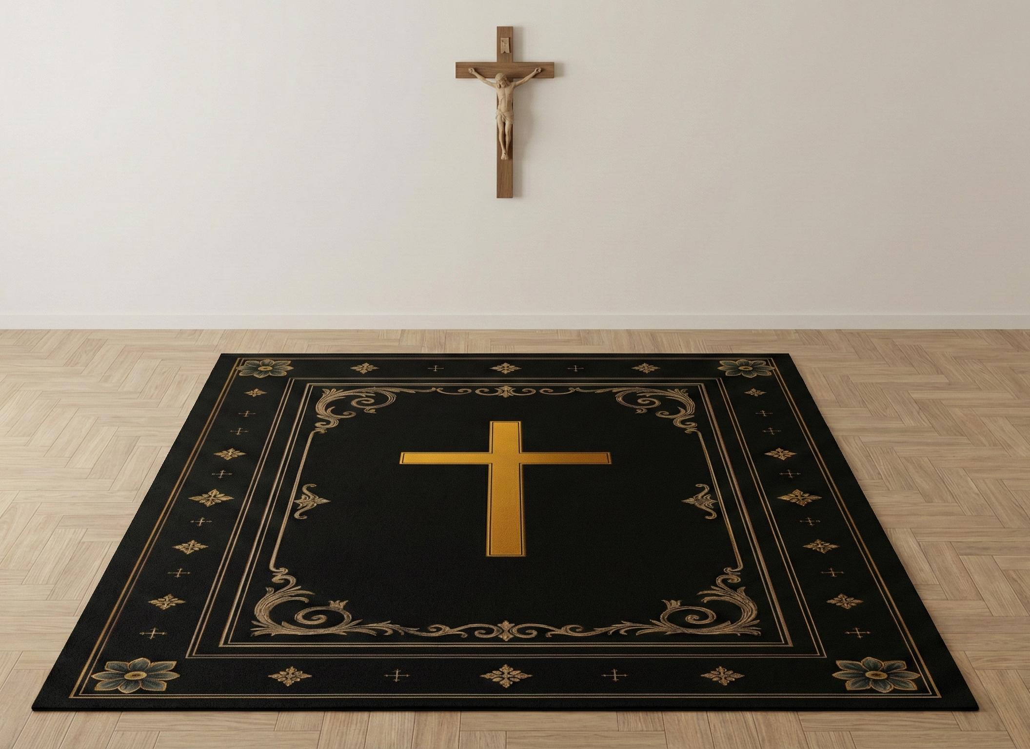 Christian Gifts: Christian Prayer Rug, Gold Cross Sign Mat, Jesus Rug ...
