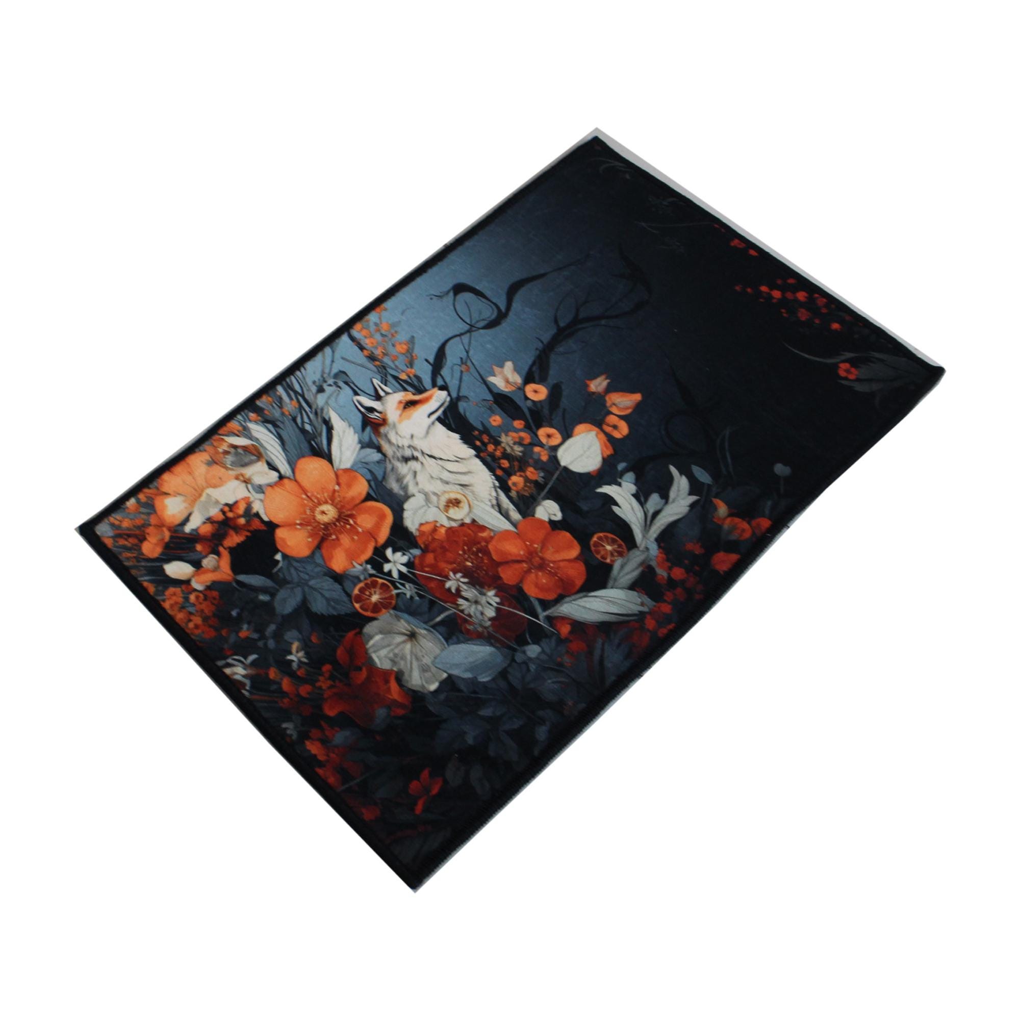 Maximilast Rug Colorful Floral Tiger Rug: Maximalist Coral Tiger Area Carpet, Vintage ...