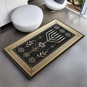 Personalize Hebrew Mat, Custom Jewish Rug, Personalize Prayer Mat, Hebrew Prayer Rug, Prayer Mat Menorah, Jewish Gift, Prayer Mat,Custom Rug
