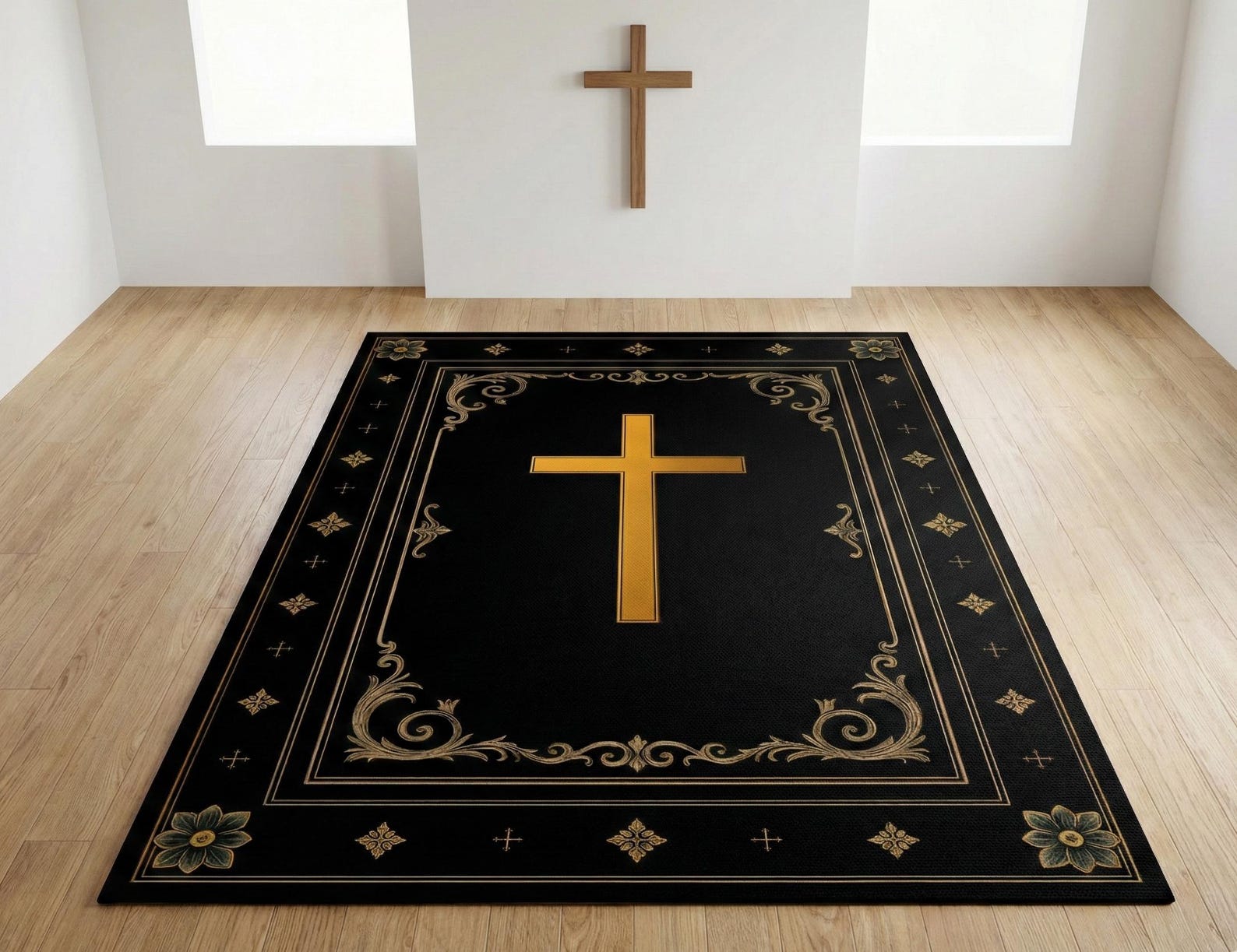 Custom Jesus Rug Christian Gifts: Christian Prayer Rug, Gold Cross Sign Mat, Jesus Rug ...