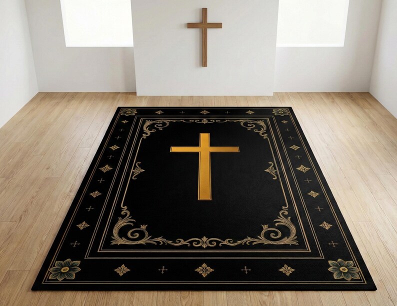 Christian Gifts: Christian Prayer Rug, Gold Cross Sign Mat, Jesus Rug ...