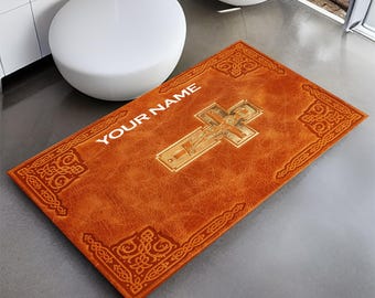 Personalized Christian Rug: Custom Prayer Mat with Cross Sign