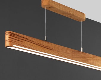 Curved Edge Solid Wood Linear Pendant Light
