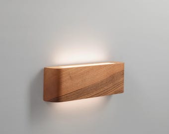 Solid wood curved egde sconce