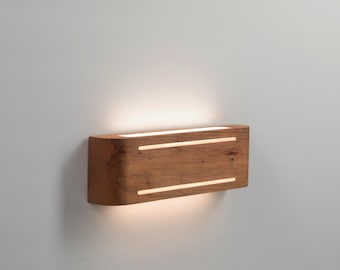 Solid wood curved egde sconce with light stripe