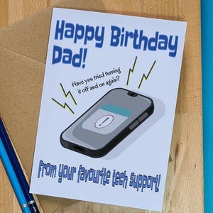 Funny Dad Birthday Card Tech Support Joke Card From Favourite Tech Support UK