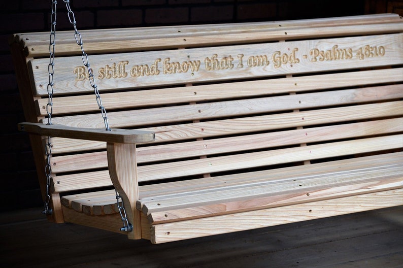 Engraved Porch Swing Psalm Verse FREE SHIPPING image 1