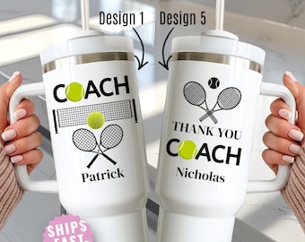 Tennis Coach Gift Personalized 40oz Tumbler Custom Name Thank You Coach